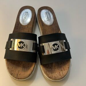 Michael Kors Black Slides with Silver Accents